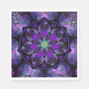 Serviette En Papier Parapluie violet & coeurs.7