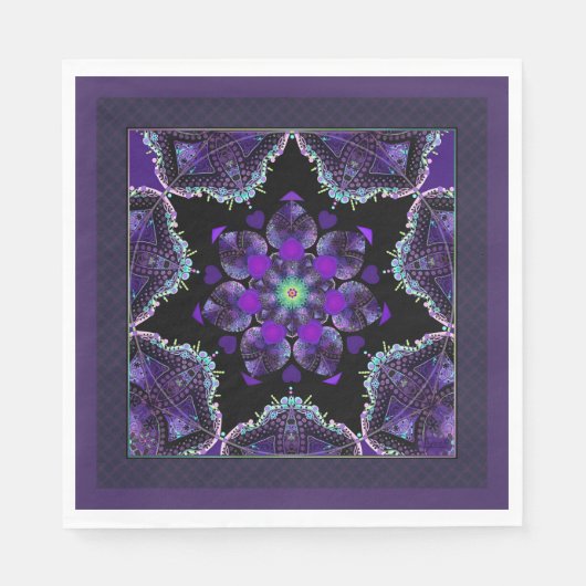 Serviette En Papier Parapluie violet & coeurs .7 (Devant)