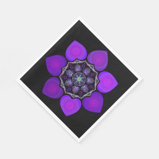 Serviette En Papier Parapluie violet & coeurs .7 (Coin)