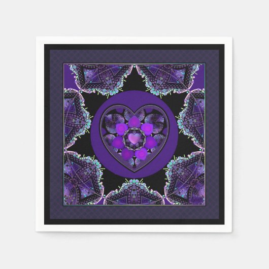 Serviette En Papier Parapluie violet & coeurs .7 (Devant)