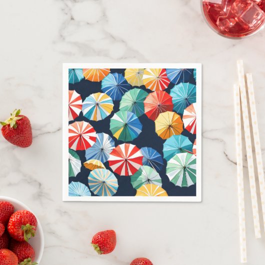 Serviette En Papier Parapluies colorés (En situation)