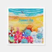 Serviette En Papier Parapluies d'été sur le sable (Devant)