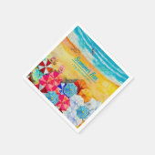 Serviette En Papier Parapluies d'été sur le sable (Coin)