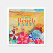 Serviette En Papier Parapluies d'été sur le sable 16e anniversaire (Devant)