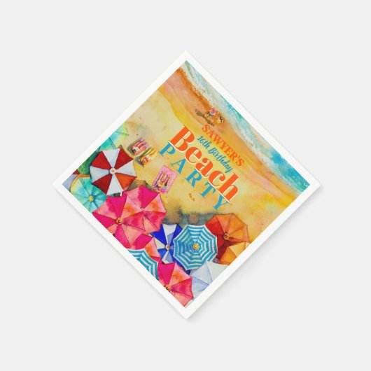 Serviette En Papier Parapluies d'été sur le sable 16e anniversaire (Coin)
