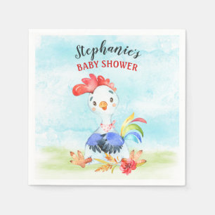 Serviette En Papier Parc de Baby showers Watercolor Rooster