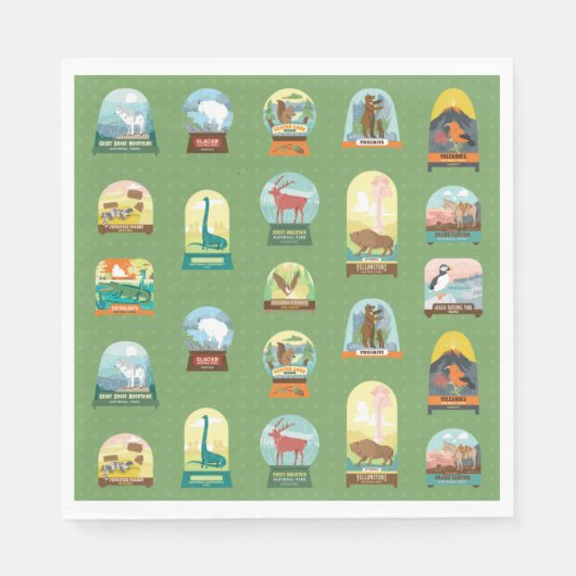 Serviette En Papier Parcs nationaux dans Green Napkins (Devant)