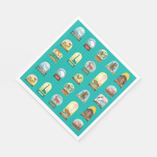 Serviette En Papier Parcs nationaux dans les serviettes Turquoises (Coin)