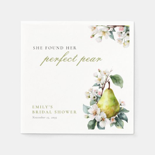 Serviette En Papier Parfait Mariage Floral avec Poire (Devant)