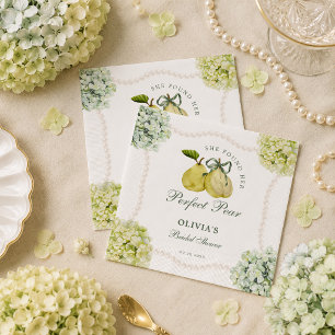 Serviette En Papier Parfait Paire de Poires Hydrangea Verte Enterremen