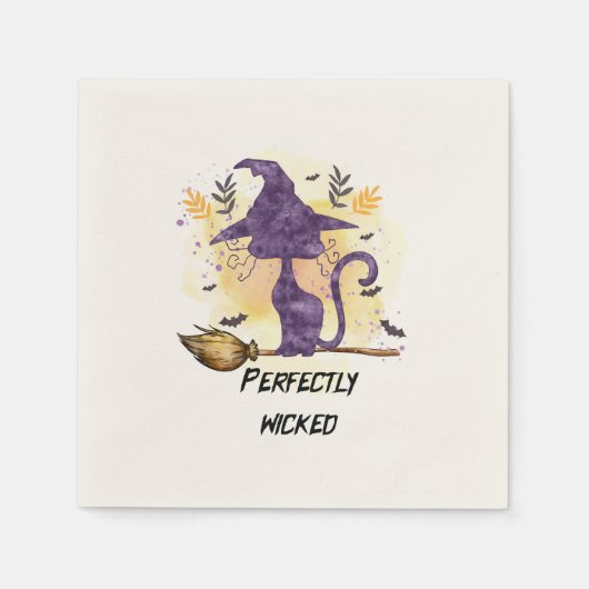 Serviette En Papier Parfaitement Malin - Violet Chat Sorcière Silhouet (Devant)