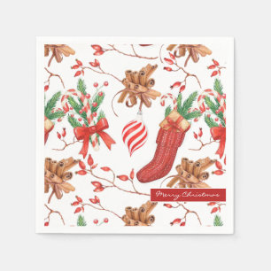 Serviette En Papier Parfums de Noël cannelle et Motif de menthe poivré