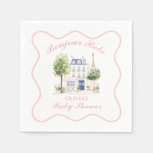 Serviette En Papier Paris Baby shower Café Parisien Tea Party (Devant)