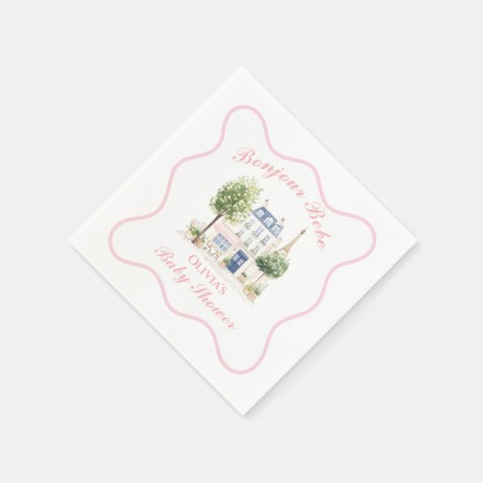 Serviette En Papier Paris Baby shower Café Parisien Tea Party (Coin)