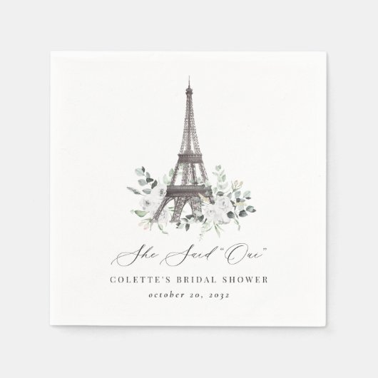 Serviette En Papier Paris Bloom | Tour Eiffel Florale Enterrement de V (Devant)