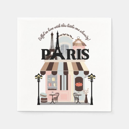 Serviette En Papier Paris Eiffel en amour Baby shower Café français (Devant)