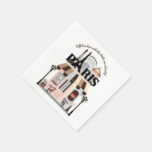 Serviette En Papier Paris Eiffel en amour Baby shower Café français (Coin)