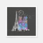 Serviette En Papier Paris Eiffel Notre Dame Rainbow French Napkin (Devant)