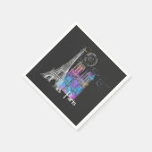 Serviette En Papier Paris Eiffel Notre Dame Rainbow French Napkin (Coin)