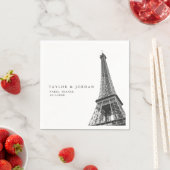 Serviette En Papier Paris France Mariage Tour Eiffel Papier Napkin (En situation)