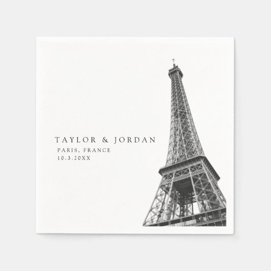 Serviette En Papier Paris France Mariage Tour Eiffel Papier Napkin (Devant)