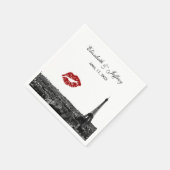 Serviette En Papier Paris France Skyline Kiss #1 BW Mariage (Coin)