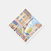 Serviette En Papier Paris France Tour Eiffel Aquarelle Voyage (Coin)