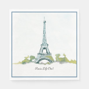 Serviette En Papier Paris France Tour Eiffel - Croquis couleur  Paris