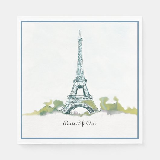Serviette En Papier Paris France Tour Eiffel - Croquis couleur |Paris (Devant)