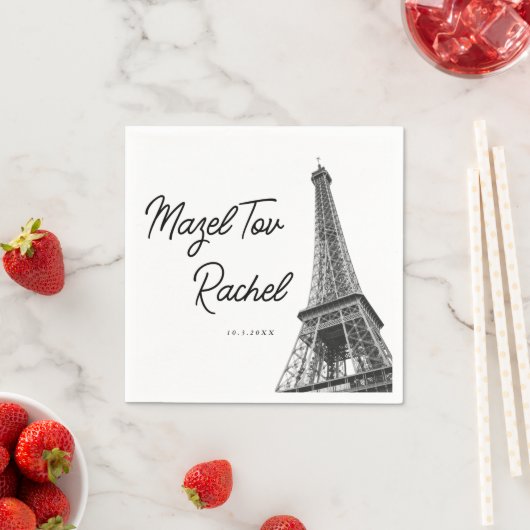 Serviette En Papier Paris France Tour Eiffel Mazel Tov Napkins (En situation)