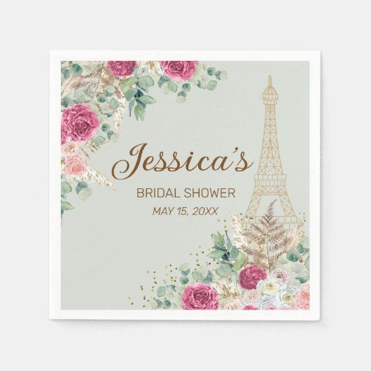 Serviette En Papier Paris France Tour Eiffel Mint Fête des mariées ver (Devant)