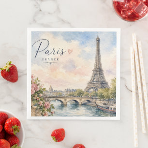 Serviette En Papier Paris France Tour Eiffel rivière seine