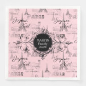 Serviette En Papier Paris Joyeux Noel Personal Pink Christmas Napkins (Devant)