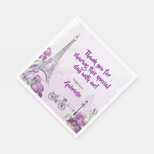 Serviette En Papier Paris Purple Iris Français (Coin)