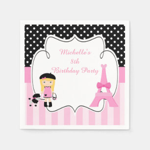 Serviette En Papier Paris Tour Eiffel Blonde Girl