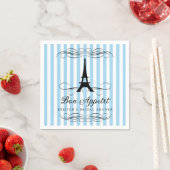 Serviette En Papier Paris Tour Eiffel Fête des mariées Bleue (En situation)