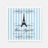Serviette En Papier Paris Tour Eiffel Fête des mariées Bleue (Devant)