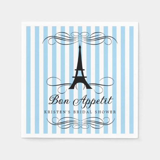 Serviette En Papier Paris Tour Eiffel Fête des mariées Bleue (Devant)