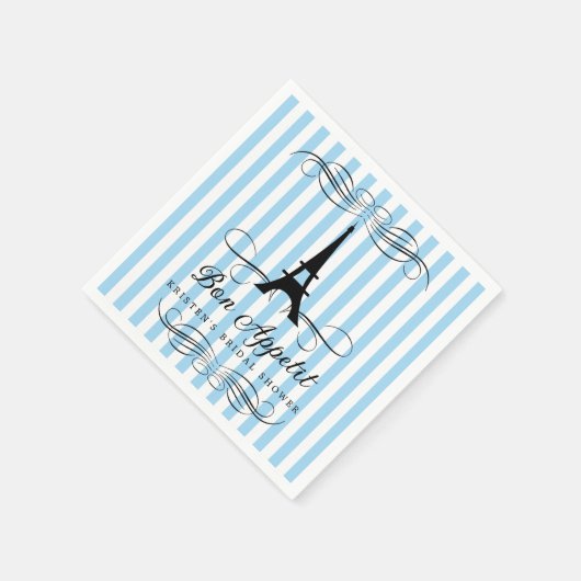 Serviette En Papier Paris Tour Eiffel Fête des mariées Bleue (Coin)