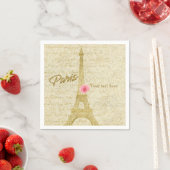 Serviette En Papier Paris Tour Eiffel Gold & Pink Élégantes serviettes (En situation)