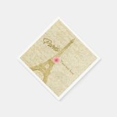 Serviette En Papier Paris Tour Eiffel Gold & Pink Élégantes serviettes (Coin)