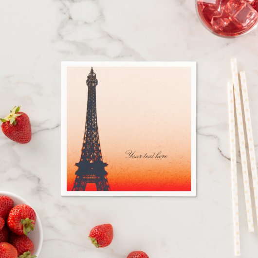 Serviette En Papier Paris Tour Eiffel Orange Sunset Chic Party (En situation)