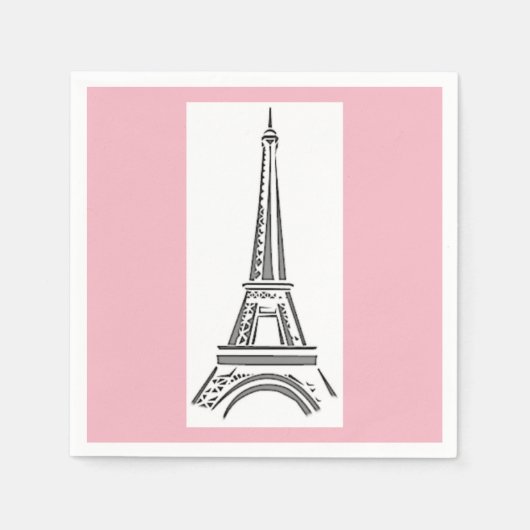 Serviette En Papier Paris Tour Eiffel Rose Papier à thème Napkins (Devant)