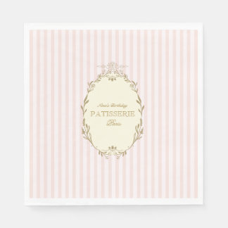 Serviette En Papier Parisian French Patisserie Vintage Party Pink 