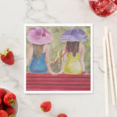 SERVIETTE EN PAPIER PARK BENCH FAMILLES MONOGRAM PARTI (En situation)