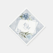 Serviette En Papier Parkles Floral Mariage Initiales Dusty Blue ID889 (Coin)