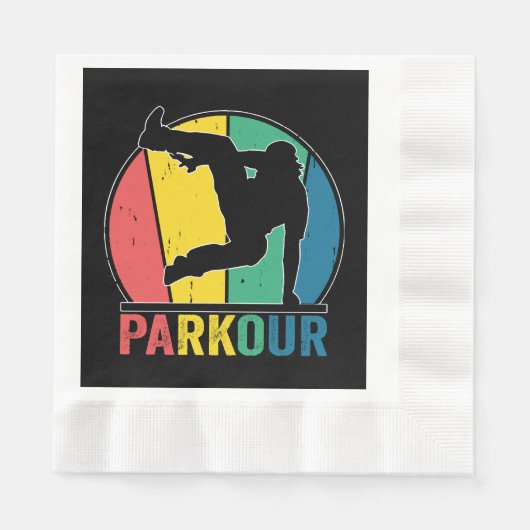 Serviette En Papier Parkour Free Running Training Traceur Retro (Devant)