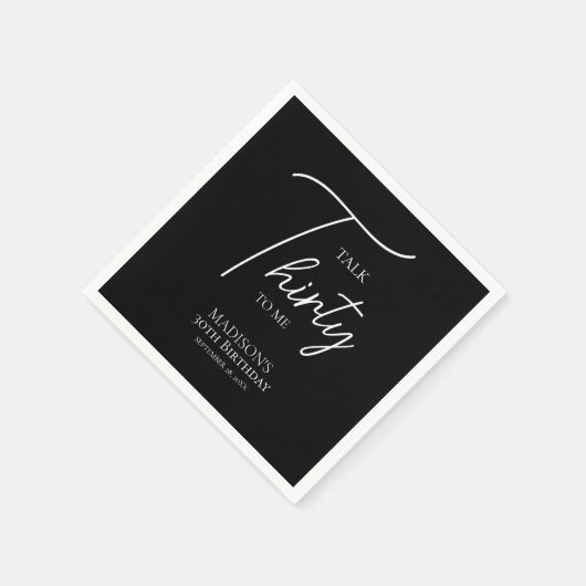 Serviette En Papier Parlez trente à moi 30e anniversaire noir et blanc (Coin)