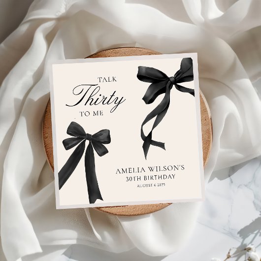 Serviette En Papier Parlez trente à moi Black Bow 30e fête d'anniversa