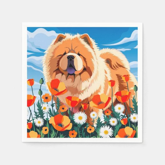 Serviette En Papier PARMI LES POPPIES Chow (Devant)
